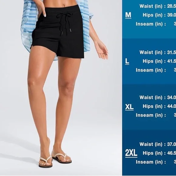 G Gradual Black High Waisted Board Shorts with Pockets Size XL - Picture 3 of 9